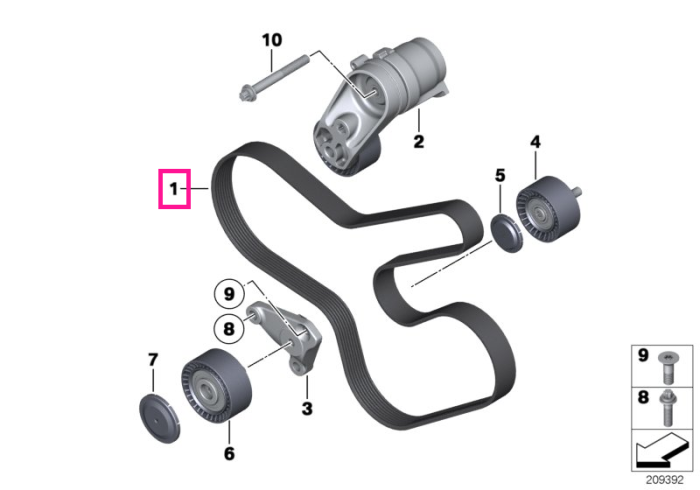Curea transmisie (8PK 942) - BMW Seria 3 F30, Seria 5 F10, Seria 7 F01 F02        