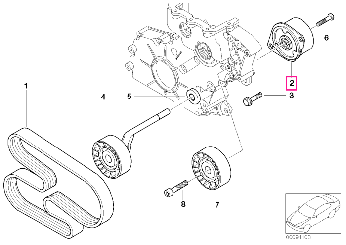 Rola intinzator curea alternator - BMW Seria 3 E46 E90 E91 E92, Seria 5 E60 E61, Seria 6 E63 E64, Seria 7 E65 E66, X3 E83, X5 E53	