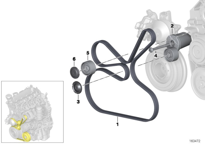 Curea transmisie (6 DPK x 1817) - BMW Seria 1 E81 E82 E87 E88, Seria 3 E90 E91 E92 E93, Seria 5 E60 E61, X1 E84, X3 E83
