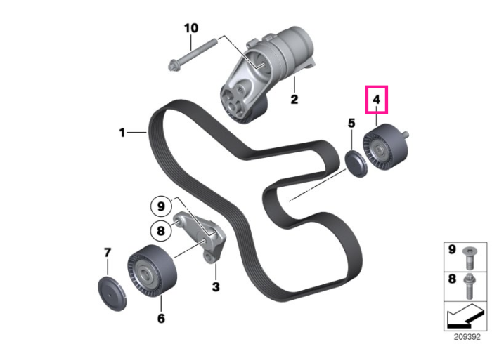 Rola intinzatoare curea transmisie - BMW Seria 1 F20 F21, Seria 2 F22 F23 F87M2, Seria 3 F30 F31 F34 F35, Seria 4 F32 F33 F36, Seria 5 F07 F10 F11 F18, Seria 6 F06 F12 F13, Seria 7 F01 F02, X3 F25, X4 F26, X5 E70 F15, X6 E71 F16