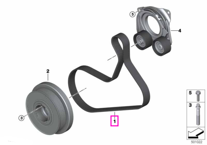 Curea transmisie (8PK x 1122) - BMW Seria 3 G20 G21, Seria 4 G22 G23 G26, Seria 5 G30 G31, Seria 6 G32, Seria 7 G11 G12, Seria 8 G14 G15 G16, X3 G01, X4 G02, X5 G05, X6 G06, X7 G07