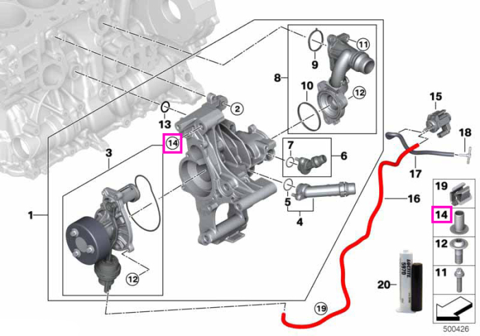 Manson plastic sistem racire motor - BMW Seria 2 G42, Seria 3 G20 G21, Seria 4 G22 G23 G26, Seria 5 G30 G31 G60 G61, Seria 7 G11 G12, Seria 8 G14 G15 G16, X3 G01 G45, X4 G02, X5 G05, X6 G06, X7 G07
