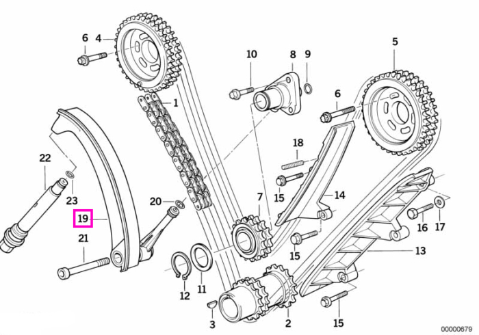 Intinzator lant distributie - BMW Seria 5 E34, Seria 7 E32 E38, Seria 8 E31 - tip motor M60