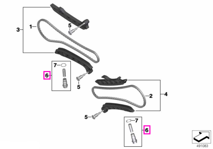 Set intinzator lant distributie, cilindrul stang - BMW Motorrad K50, K51, K52, K53, K54 - tip motor A74