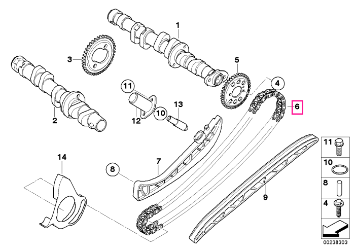 Lant distributie - BMW Motorrad A15, K40 (K 1200 S, K 1300 S), K43 (K 1200 R, Sport, K 1300 R), K44 (K 1200 GT, K 1300 GT)