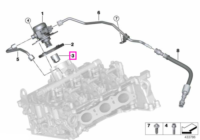 Tachet pompa inalta presiune combustibil - BMW Seria 1, Seria 2, Seria 3, Seria 4, Seria 5, Seria 6, Seria 7, X1, X1L, X2, X3, X4, X5, X6, Z4, i8, Zinoro - Mini Cabrio, Clubman, Countryman, F55, F56, R56, R58, R59, R61