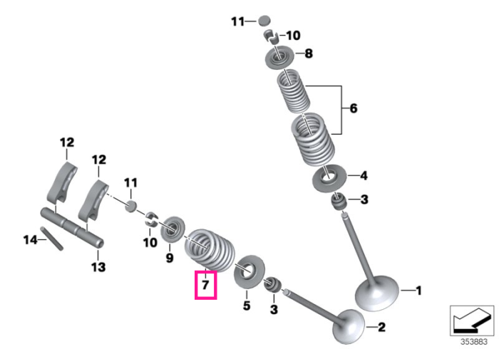 Arc supapa evacuare - BMW Motorrad K01 (G 310 RR), K02 (G 310 GS), K03 (G 310 R), K46 (S 1000 RR), K47 (S 1000 R), K49 (S 1000 XR)
