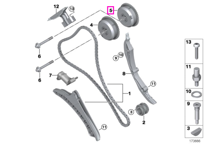  Regulator ax cu came, evacuare - BMW Seria 5 F07 F10 F11, Seria 6 F12 F13, Seria 7 F01 F02 F04 G11 G12, X5 E70, X6 E71 E72	