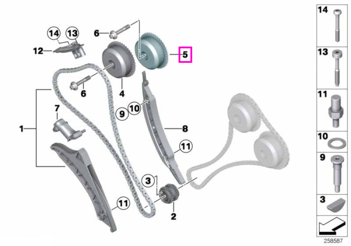Regulator ax came evacuare (VANOS) - BMW Seria 5 F07 F10 F11, Seria 6 F06 F12 F13, Seria 7 F01 F02, X5 F15 M F85, X6 F16 M F86