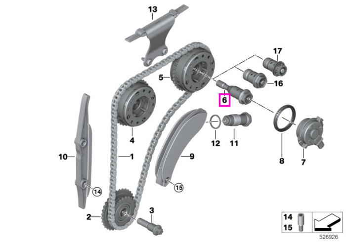 Supapa centrala reglaj distributie variabila, lunga, M12 - BMW Seria 2 F45 F46, i8 I12, X1 F48 - Mini Cabrio F57, Clubman F54, Countryman F60, F55, F56