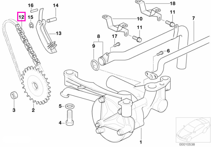 Lant antrenare pompa ulei - BMW Seria 3 E36 E46, Z3 E36, Z4 E85 E86