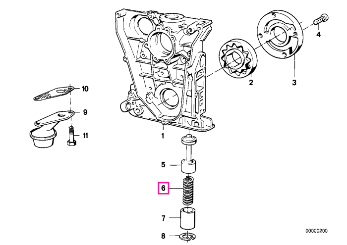 Arc elicoidal presiune lant distributie - BMW Seria 3 E30 E36 E46, Seria 5 E34 E39 E60 E61, Seria 7 E38 E65 E66, X3 E83, X5 E53, Z3 E36, Z4 E85