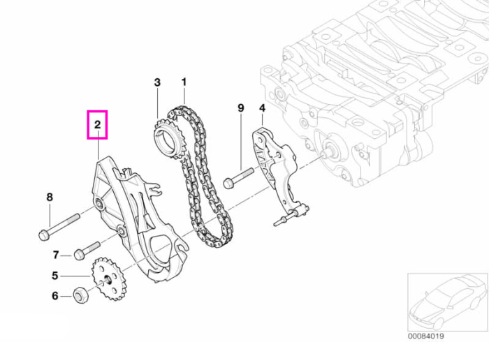 Ghidaj lant angrenare pompa ulei - BMW Seria 1 E81 E82 E87 E88, Seria 3 E46 E90 E91 E92 E93, Seria 5 E60 E61, X1 E84, X3 E83, Z4 E85