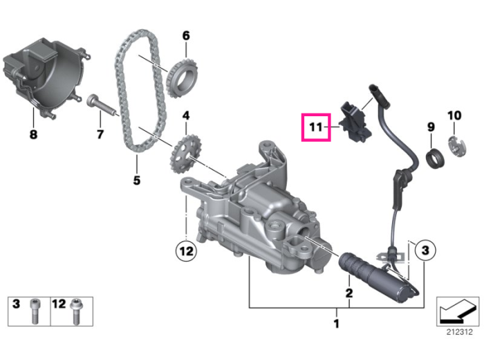 Suport carcasa conector pompa ulei - BMW Seria 1 F20 F21, Seria 3 F30 F31 F35 - Mini Cabrio R57, Clubman R55, Coutryman R60, Coupe R58, Paceman R61, Roadster R59, R56