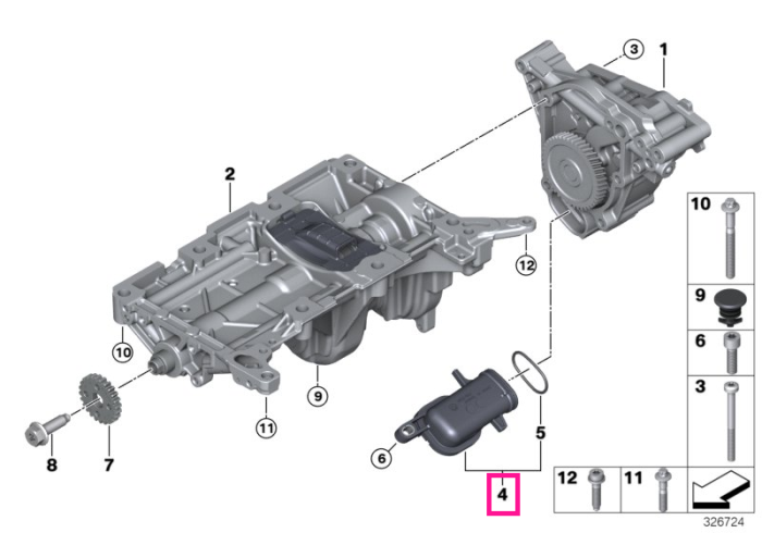 Conducta aspiratie pompa ulei - BMW Seria 1 F20 F21, Seria 2 F22 F23, Seria 3 F30 F31 F34 F35, Seria 4 F32 F33 F36, Seria 5 F07 F10 F11 F18, X1 E84, X3 F25, Z4 E89