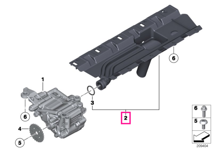Conducta aspiratie pompa ulei - BMW Seria 5 F07 F10 F11, Seria 6 F06 F12 F13, Seria 7 F02 - tip motor N55