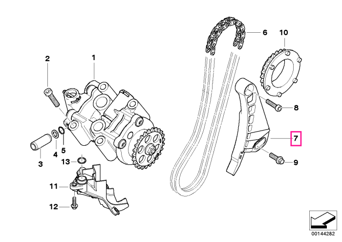 Ghidaj lant pompa ulei - BMW Motorrad A15, K40 (K 1200 S, K 1300 S), K43 (K 1200 R, Sport, K 1300 R), K44 (K 1200 GT, K 1300 GT)