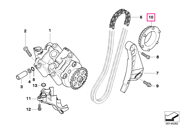 Pinion pompa ulei (Z=25) - BMW Motorrad K40 (K 1200 S, K 1300 S), K43 (K 1200 R, Sport, K 1300 R), K44 (K 1200 GT, K 1300 GT)