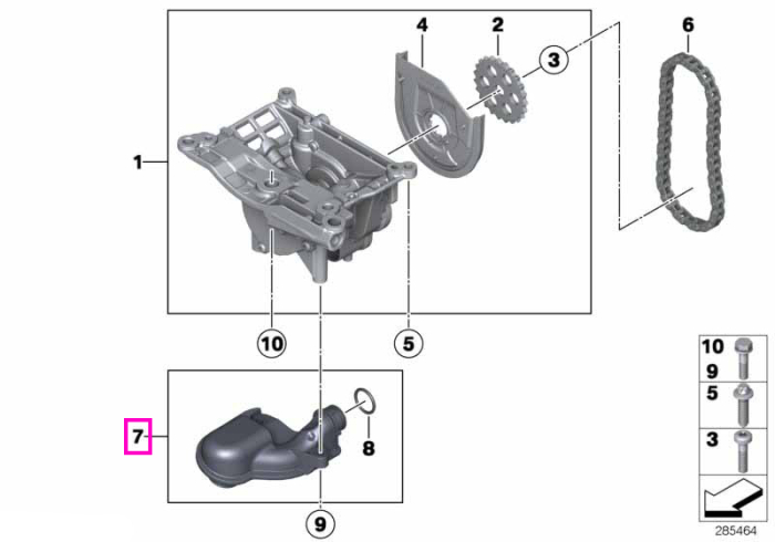 Conducta aspiratie ulei cu garnitura, pompa ulei - BMW X5 E70 F15, X6 E71 F16