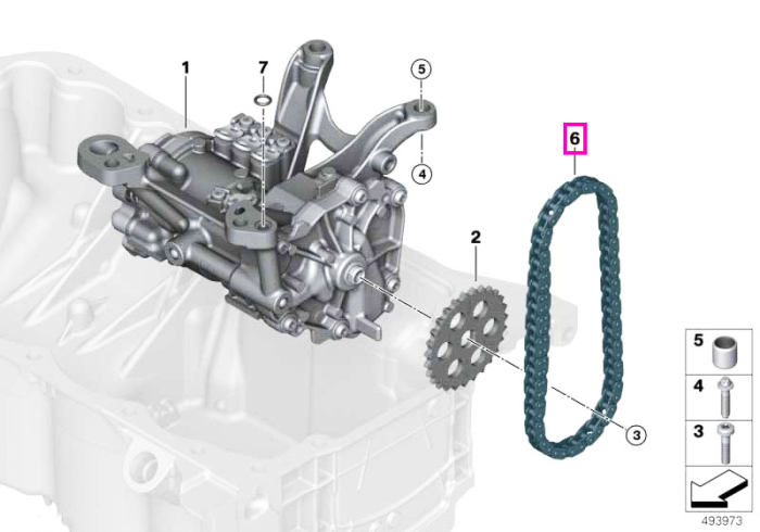 Lant angrenare pompa ulei - BMW Seria 1, Seria 2, Seria 3, Seria 4, Seria 5, Seria 6, Seria 7, X1, X2, X3, X4, X5, X6, X7, XM, Z4 - Mini Cabrio F57 F67, Clubman F54, Countryman F60 U25, F55, F56, F65, F66