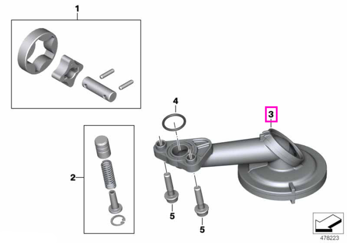 Conducta aspiratie ulei - BMW Motorrad K01 (G 310 RR), K02 (G 310 GS), K03 (G 310 R) - tip motor A82