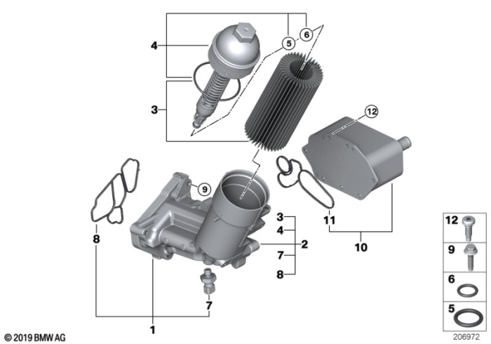 Carcasa filtru ulei - BMW Seria 3 E46, Seria 5 E39, Seria 7 E38, X5 E53