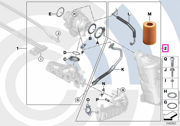 Set montaj conducte tur/retur ulei turbina, Kit Value Parts - BMW Seria 2 F45 F46, X1 F48 - tip motor B47