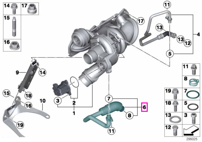 Conducta retur ulei turbina - BMW Seria 1 F20 F21, Seria 3 F30 F31 F35