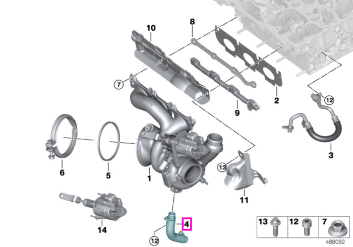 Conducta retur ulei turbina - BMW i8 I12 I15