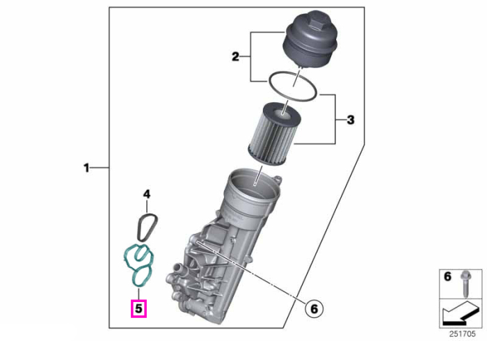 Garnitura inferioara etansare corp filtru ulei - BMW Seria 1 F20 F21, Seria 3 F30 F31 F35