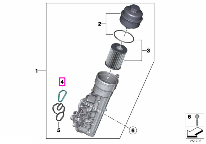  Garnitura superioara etansare corp filtru ulei - BMW Seria 1 F20 F21, Seria 3 F30 F31 F35	
