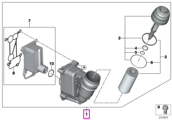 Ansamblu carcasa filtru ulei, cu filtru integrat - BMW Seria 3 E90 E91 E92 E93, Seria 5 F07 F10 F11, Seria 7 F01 F02, X5 E70, X6 E71