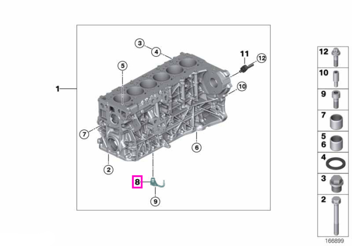 Spritiera/Duza pulverizare ulei motor - BMW Seria 3 E90 E91 E92 E93 F30 F31 F34, Seria 4 F32 F33 F36, Seria 5 F07 F10 F11, Seria 6 F06 F12 F13, Seria 7 F01 F02, X3 F25, X4 F26, X5 E70 F15, X6 E71 F16