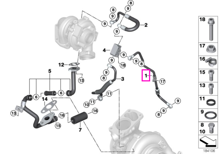 Conducta ulei turbina - BMW X5 E70 - tip motor M57N2