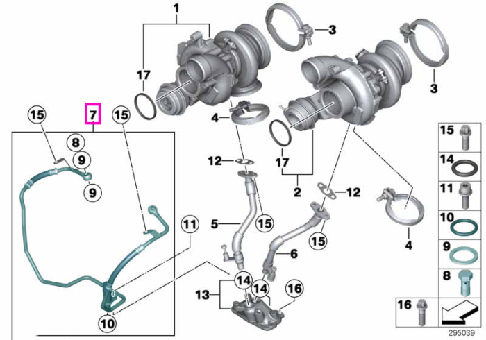 Conducta alimentare ulei turbina - BMW Seria 5 F10, Seria 6 F06 F12 F13, X5 F85 M, X6 F86 M