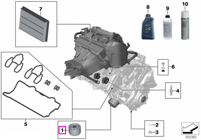 Filtru de ulei, negru - BMW Motorrad K42 (HP4), K46 (S 1000 RR), K47 (S 1000 R), K49 (S 1000 XR), K63 (S 1000 R), K66 (M 1000 RR), K67 (S 1000 RR), K69 (S 1000 XR), KM3 (M 1000 R), KM9 (M 1000 XR)
