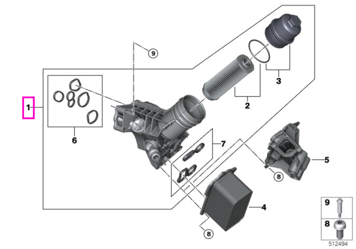 Carcasa filtru ulei, cu filtru integrat - BMW Seria 2 G42, Seria 3 G20 G21, Seria 4 G22 G23 G26, Seria 5 G30 G31, Seria 6 G32, Seria 7 G11 G12, Seria 8 G14 G15 G16, X3 G01, X4 G02, X5 G05 G18, X6 G06, X7 G07, Z4 G29
