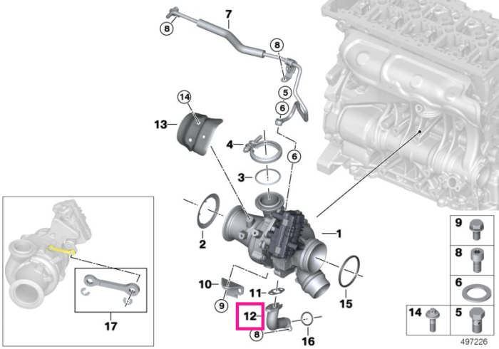 Conducta retur ulei - BMW Seria 1 F20 F21, Seria 2 F22 F23, Seria 3 F30 F31 F34, Seria 4 F32 F33 F36, Seria 5 F10 F11 G30 G31, X3 F25 G01, X4 F26 G02