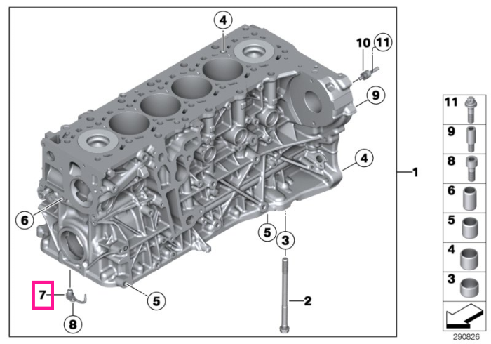 Duza pulverizare ulei, lubrifiere motor - BMW Seria 5 F10 F11, Seria 7 F01 F02, X5 E70 F15, X6 E71 F16