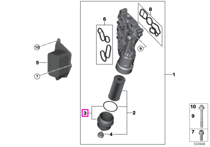 Capac carcasa filtru ulei, garnitura etansare inclusa - BMW Seria 1 F52, Seria 2 F45 F46, i8 I12 I15, X1 F48 F49, X2 F39 - Mini Cabrio F57, Clubman F54, Countryman F60, F55, F56