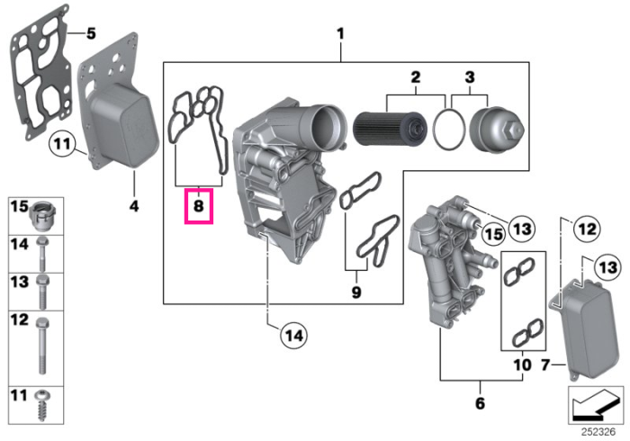 Set garnituri radiator ulei - BMW Seria 5 F10 F11, Seria 7 F01 F02, X5 E70 F15, X6 E71 F16