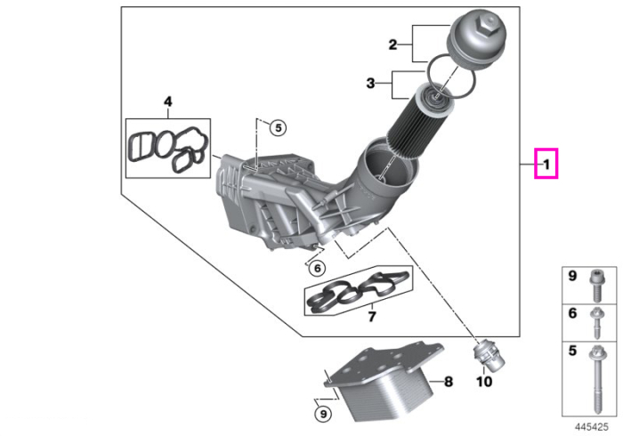 Carcasa filtru ulei motor - BMW Seria 1 F20 F21, Seria 2 F22 F23, Seria 3 F30 F31 F34 F35 G20, Seria 4 F32 F33 F36 G22 G26, Seria 5 F10 F11 G30 G31 G38, Seria 6 G32, Seria 7 G11 G12, X3 F25 G01 G08, X4 F26 G02, X5 F15