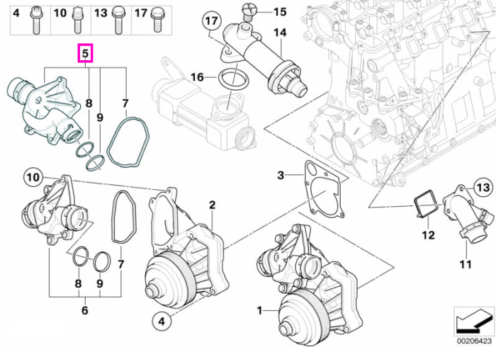 Termostat sistem racire, cu adaptor - BMW Seria 5 E39, Seria 7 E38 - tip motor M57