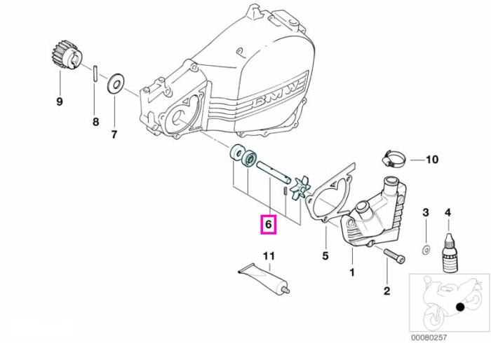 Set reparatie ax pompa apa - BMW Motorrad E169 (F 650, F 650 ST), K14 (F 650 CS), K15 (G 650 X), R13 (F 650 GS, GS Dakar), R13 (G 650 GS)