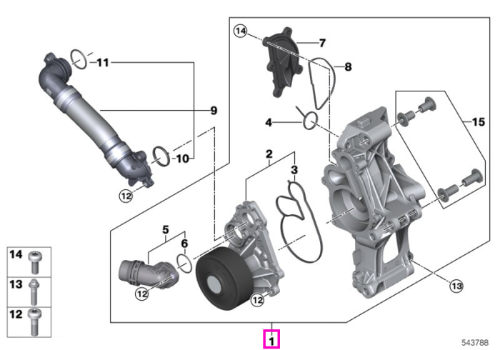 Pompa apa cu suport - BMW Seria 3 G20 G21, Seria 4 G22 G23 G26, Seria 5 G30 G31, Seria 6 G32, X3 G01, X4 G02, X5 G05 G18, X6 G06, X7 G07