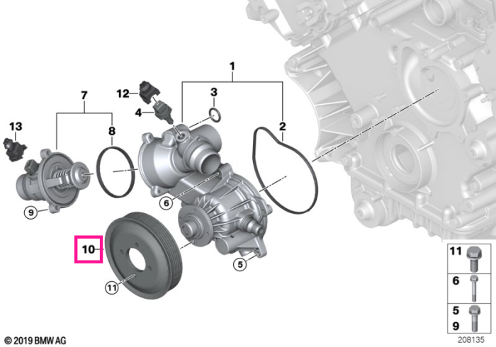 Fulie pompa lichid racire - BMW X5 E70 - tip motor N62N