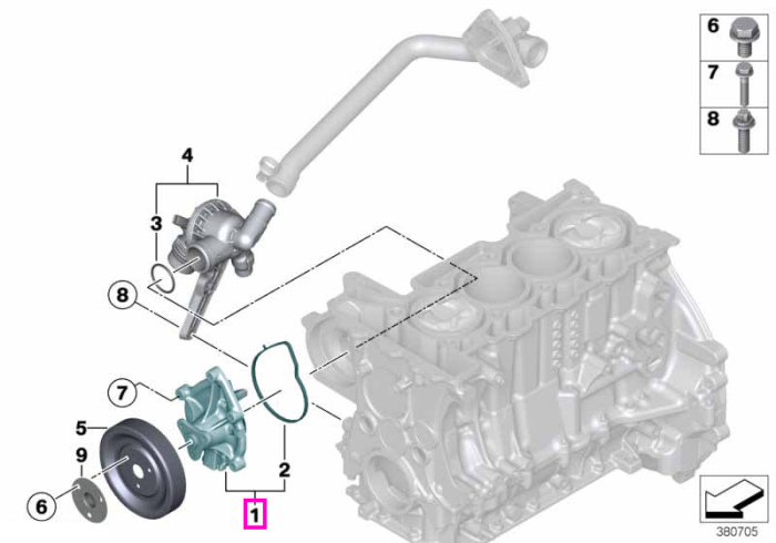 Pompa mecanica lichid racire - BMW Seria 1 F20 F21, Seria 3 F30 F31 F35 - Mini Cabrio R57, Clubman R55, Countryman R60, Coupe R58, Paceman R61, Roadster R59, R56