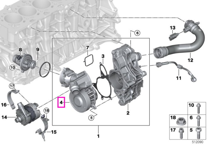 Pompa mecanica lichid racire - BMW Seria 2 G87 M2, Seria 3 G20 G21 G80 G81 M3, Seria 4 G26 G82 G83 M4, X3 F97 M, X4 F98 M