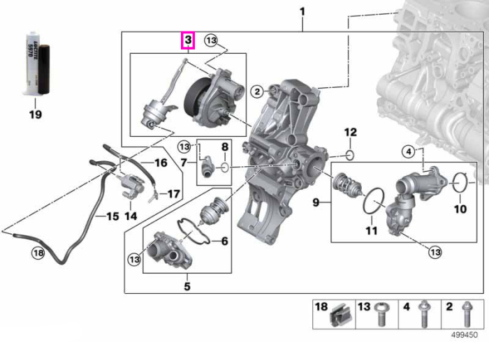 Pompa lichid racire - BMW Seria 1 F40, Seria 2 F44 F45 F46, X1 F48, X2 F39 - Mini Cabrio F57, Clubman F54, Countryman F60, F55, F56