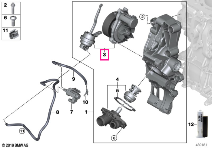Pompa apa - BMW Seria 1 F40, Seria 2 F44 F45 F46, X1 F48 F49, X2 F39 - Mini Cabrio F57, Clubman F54, Countryman F60, F55, F56